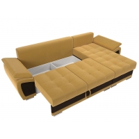 Угловой диван Нэстор (микровельвет жёлтый коричневый) - Изображение 3